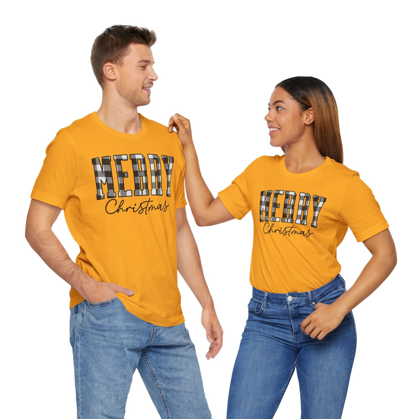Buffalo plaid Merry Christmas Unisex Jersey Short Sleeve Tee - sizes S - 3X