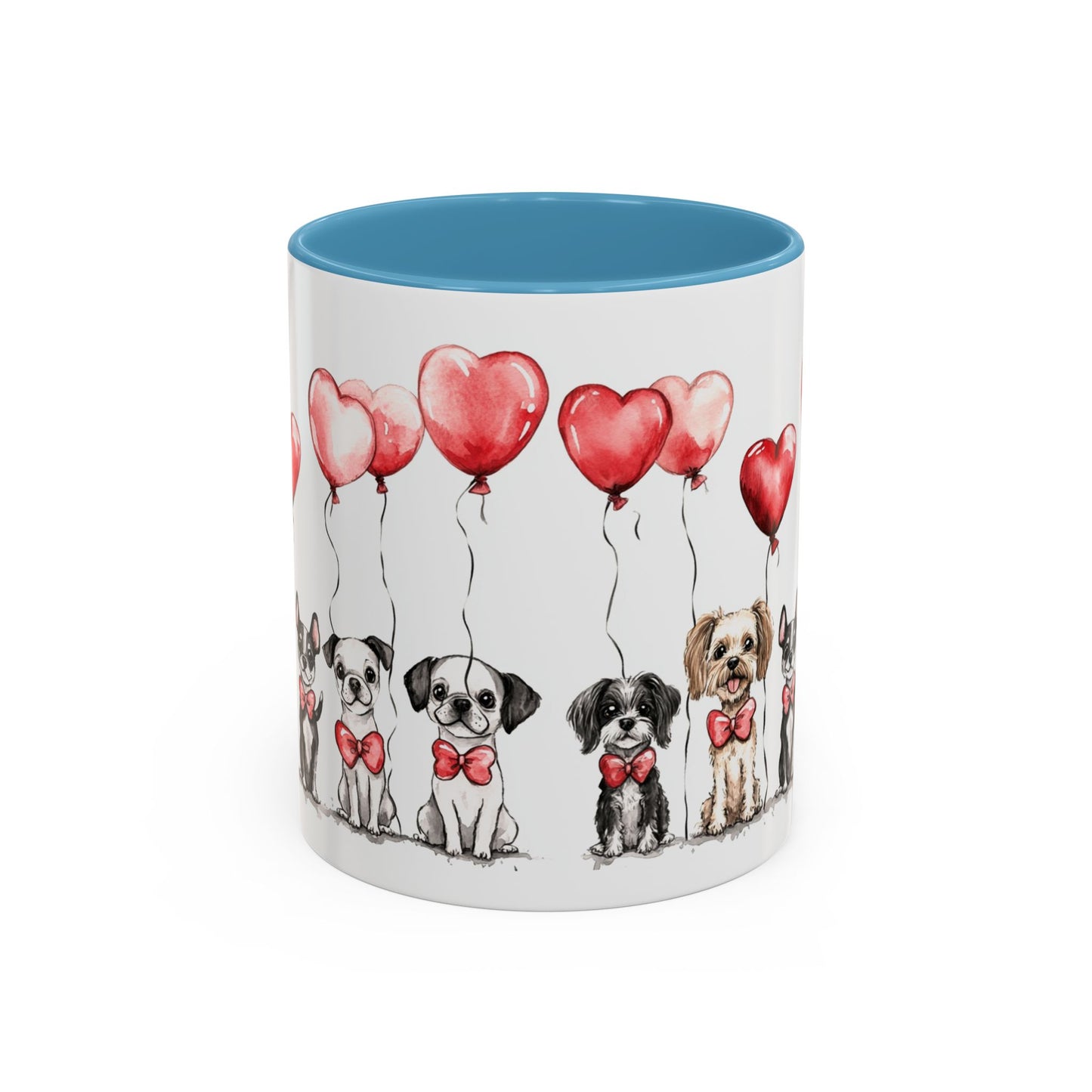 Coffee Mug - Puppy Love Valentine's Day, Cute Dogs and Heart Balloons, 11oz and 15oz, Ceramic
