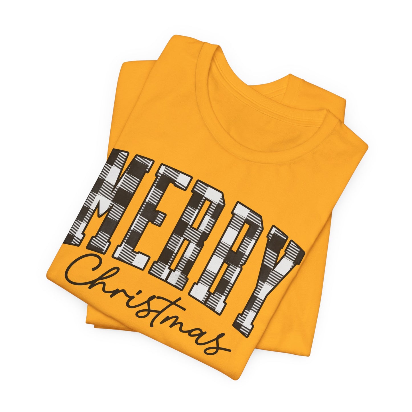 Buffalo plaid Merry Christmas Unisex Jersey Short Sleeve Tee - sizes S - 3X