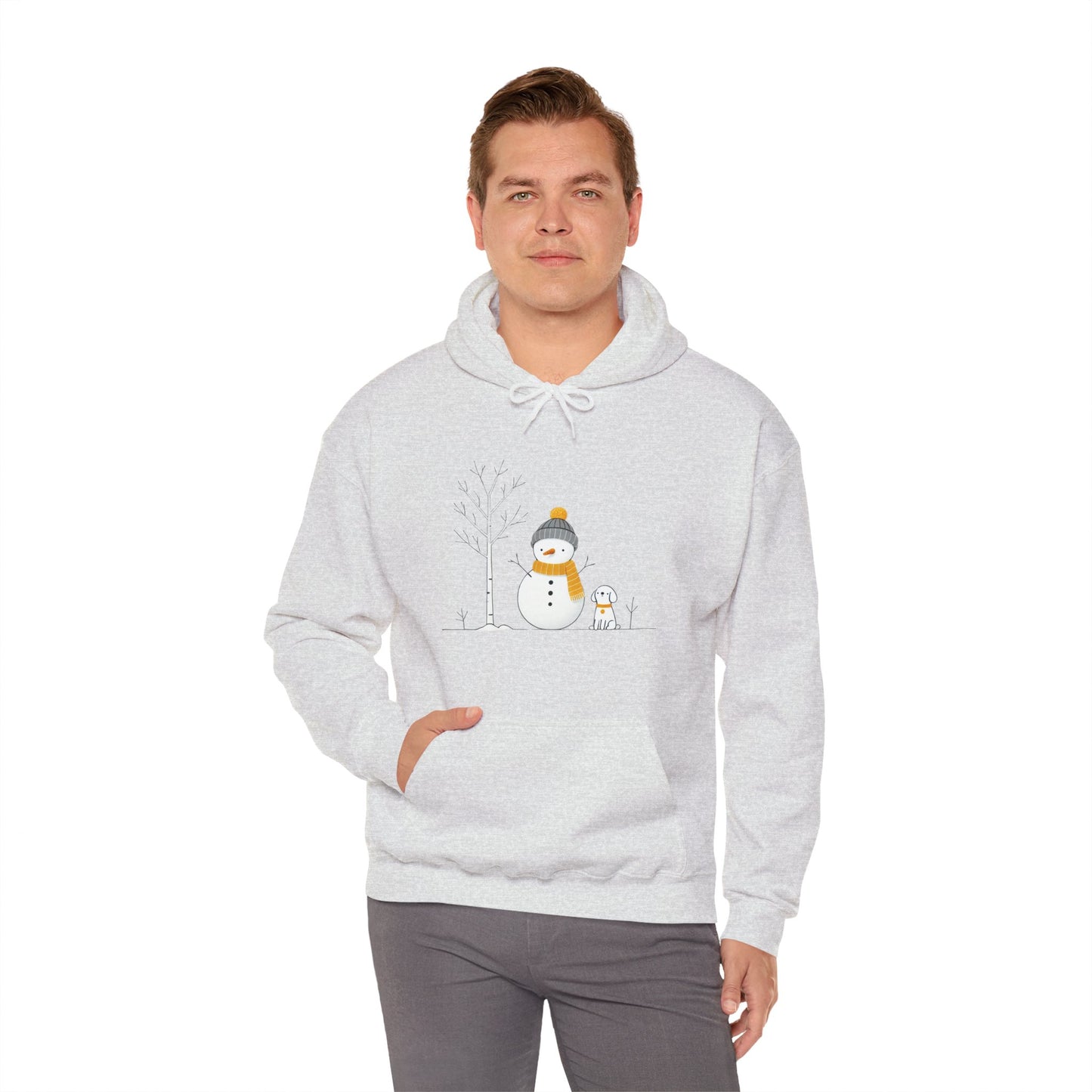 Snowman and dog winter scene Unisex Heavy Blend™ Hooded Sweatshirt - sizes S - 3X