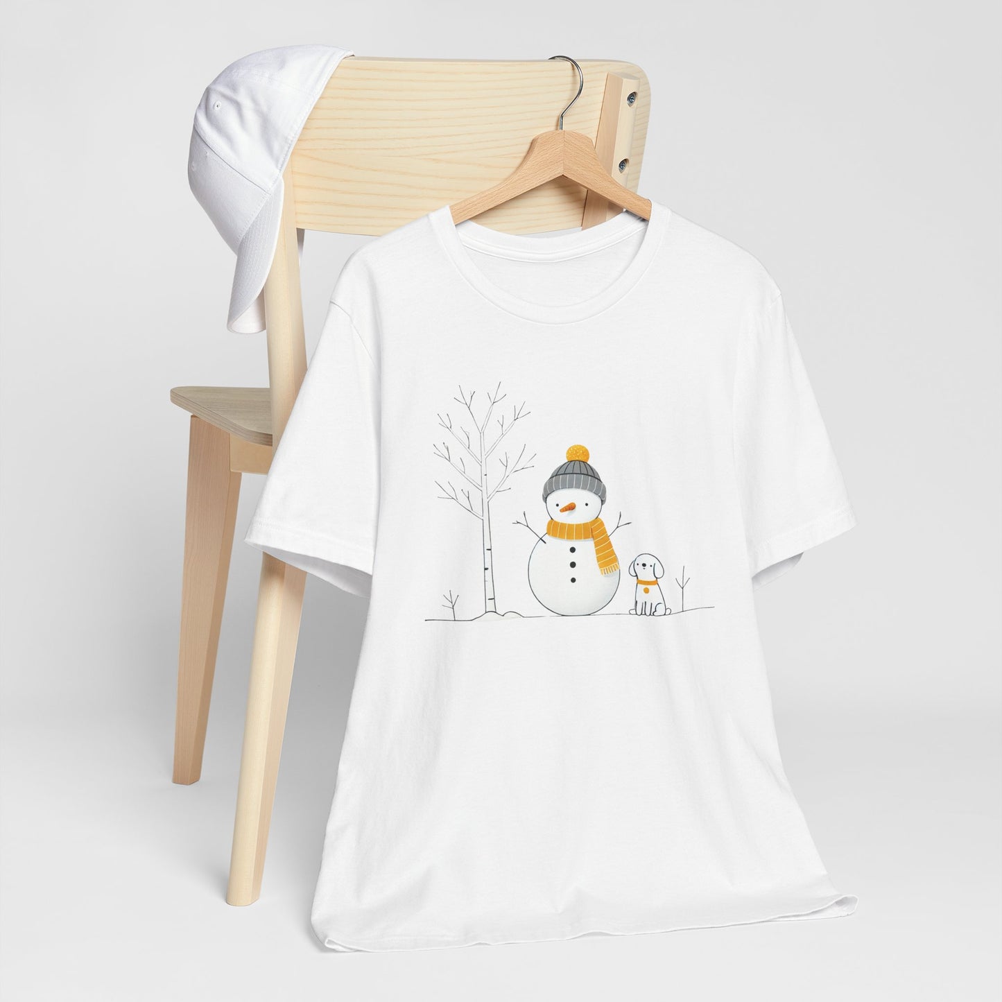 Snowman and dog winter scene Unisex Jersey Short Sleeve Tee - sizes S - 3X