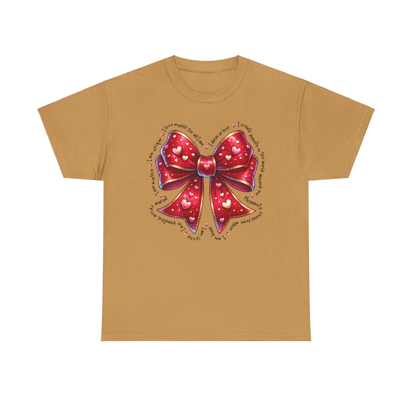 Bow Unisex Heavy Cotton Tee - Valentine's Day, Fun and Inspiring Girly Design