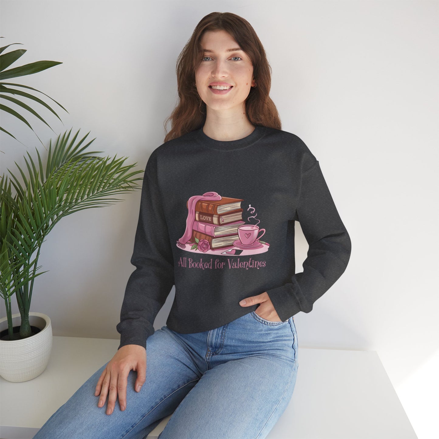 Valentine's Day Book Lover Crewneck Sweatshirt - S - 5X