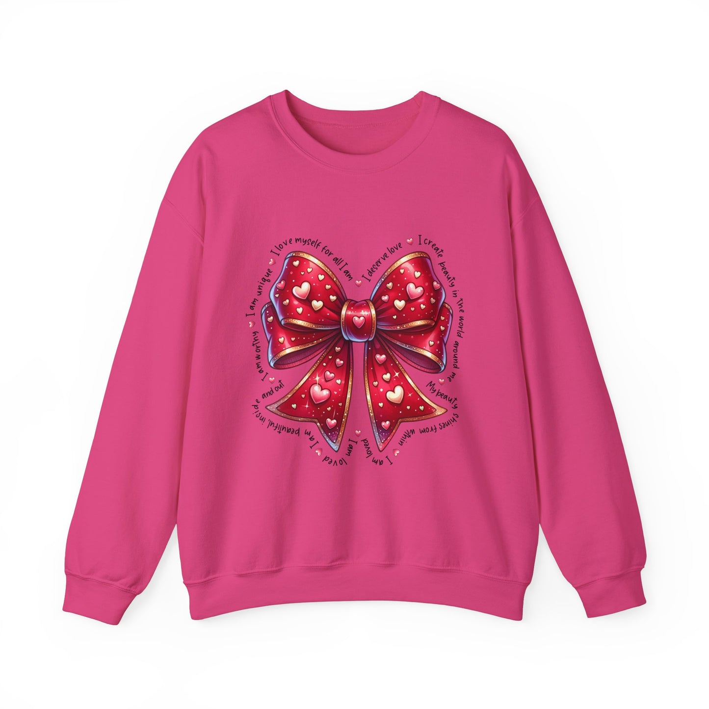 Bow Unisex Heavy Blend Crewneck Sweatshirt - Valentine's Day Warm & Cozy Girly Design