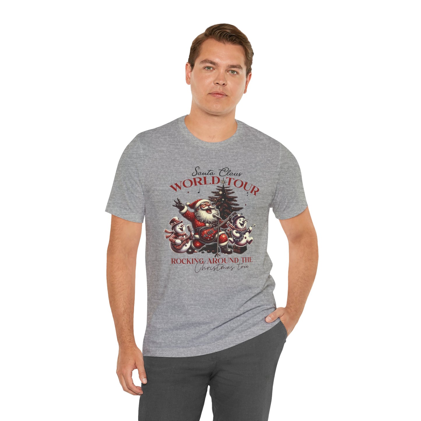 Santa Rocking Around the Christmas Tree Unisex Jersey Short Sleeve T-shirt - sizes S - 3X