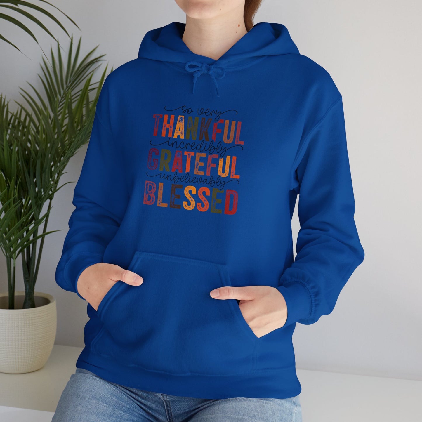 Thankful, Grateful, Blessed, Unisex Heavy Blend Hooded Sweatshirt