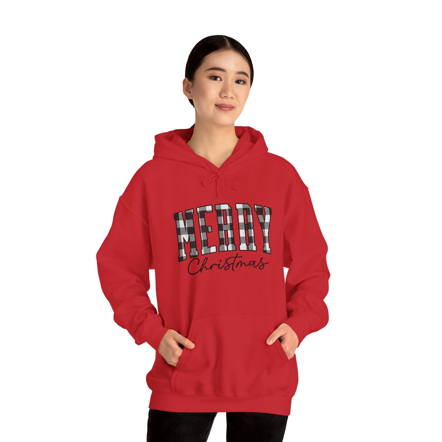 Buffalo Plaid Merry Christmas Unisex Heavy Blend™ Hooded Sweatshirt - size S - 3X