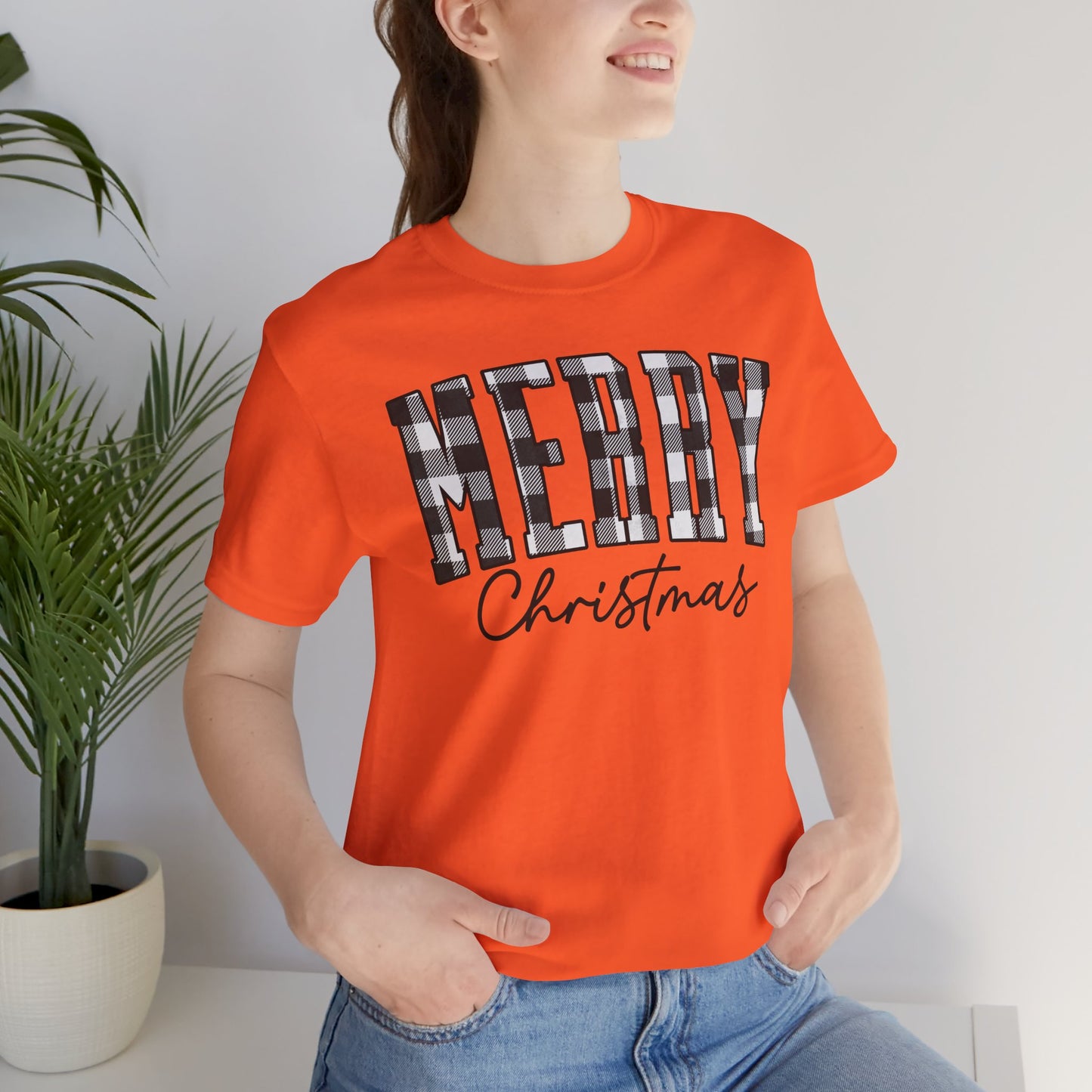 Buffalo plaid Merry Christmas Unisex Jersey Short Sleeve Tee - sizes S - 3X