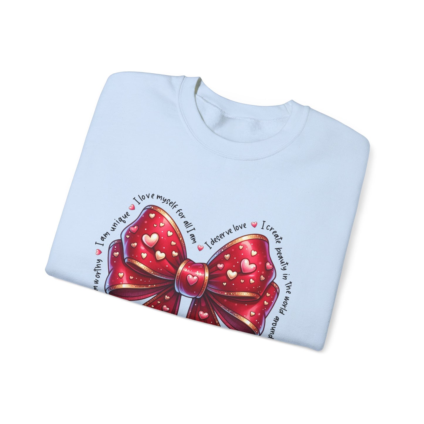 Bow Unisex Heavy Blend Crewneck Sweatshirt - Valentine's Day Warm & Cozy Girly Design