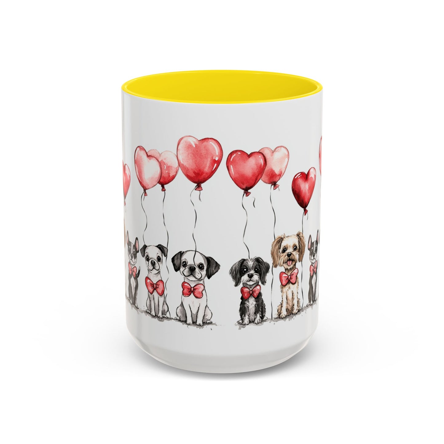 Coffee Mug - Puppy Love Valentine's Day, Cute Dogs and Heart Balloons, 11oz and 15oz, Ceramic