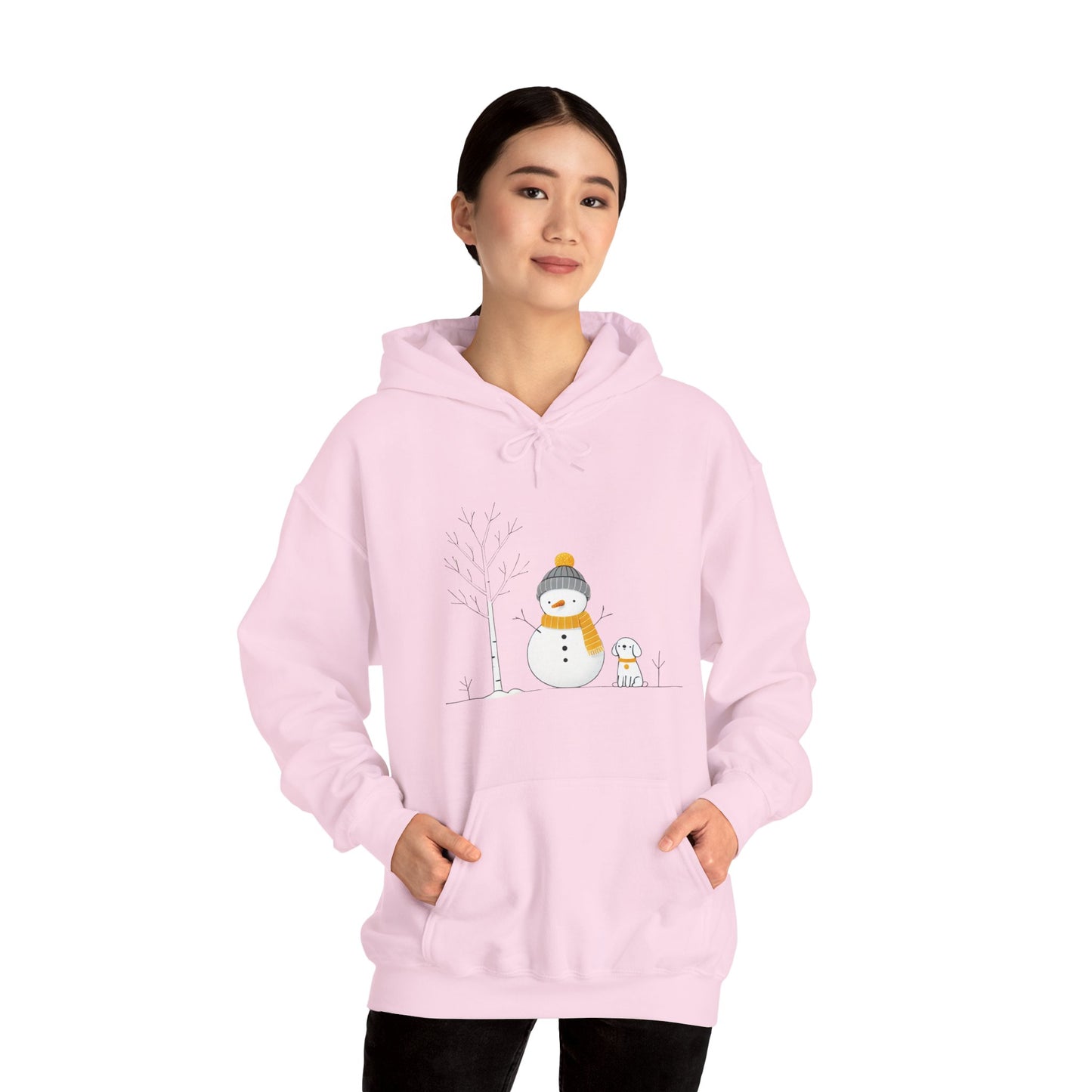 Snowman and dog winter scene Unisex Heavy Blend™ Hooded Sweatshirt - sizes S - 3X
