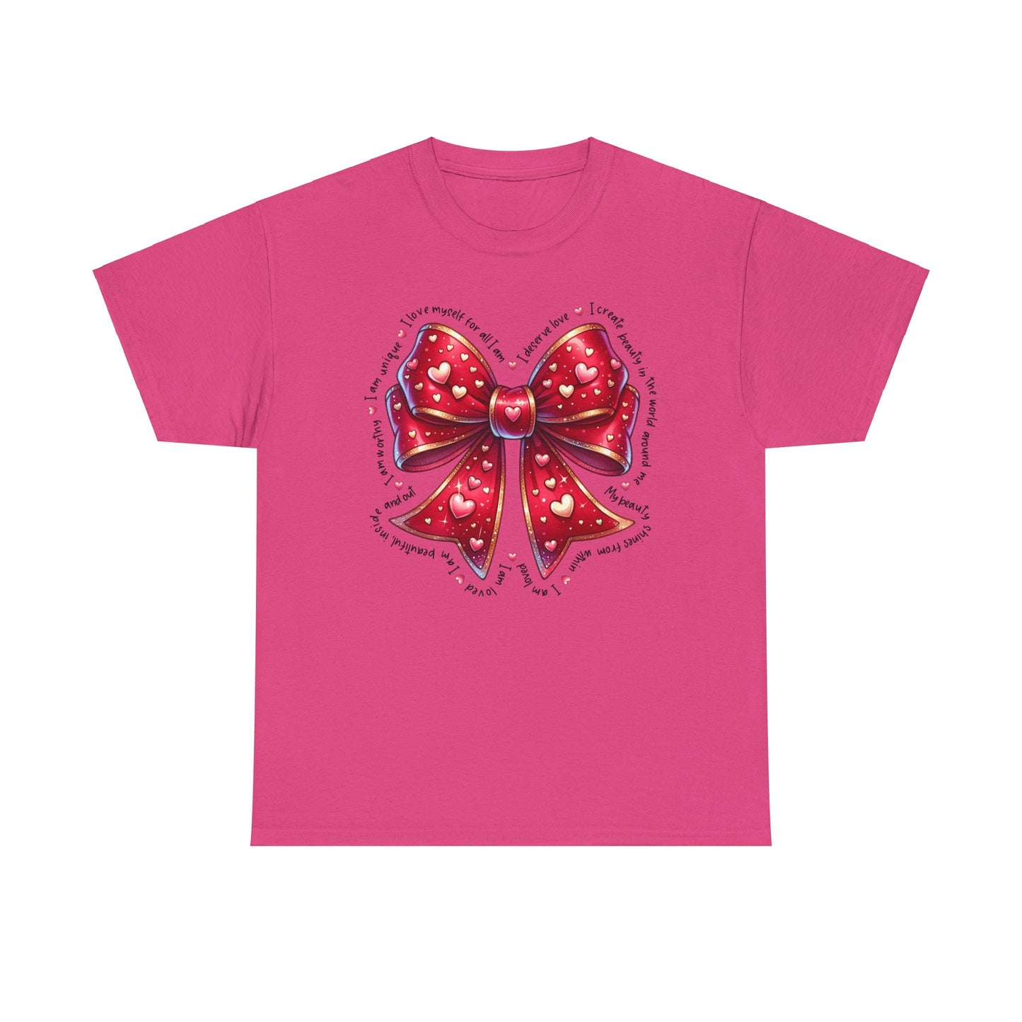 Bow Unisex Heavy Cotton Tee - Valentine's Day, Fun and Inspiring Girly Design