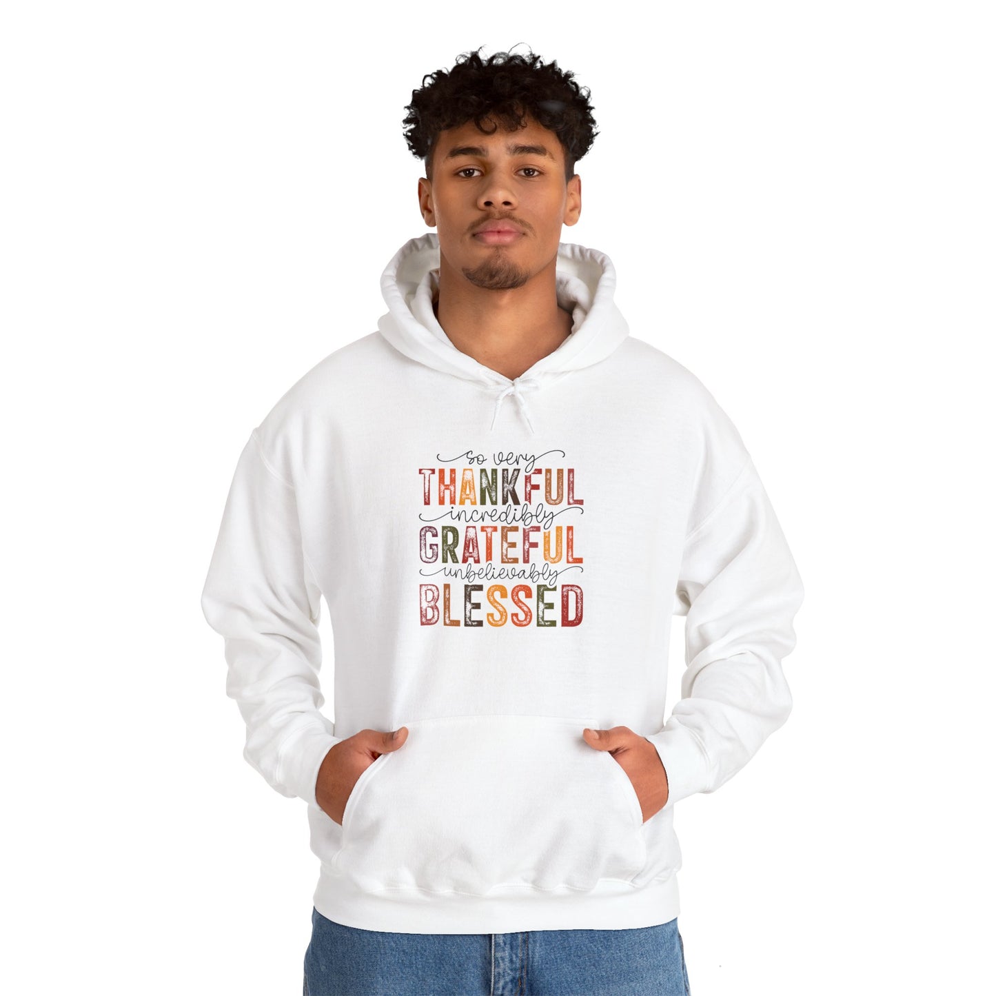 Thankful, Grateful, Blessed, Unisex Heavy Blend Hooded Sweatshirt