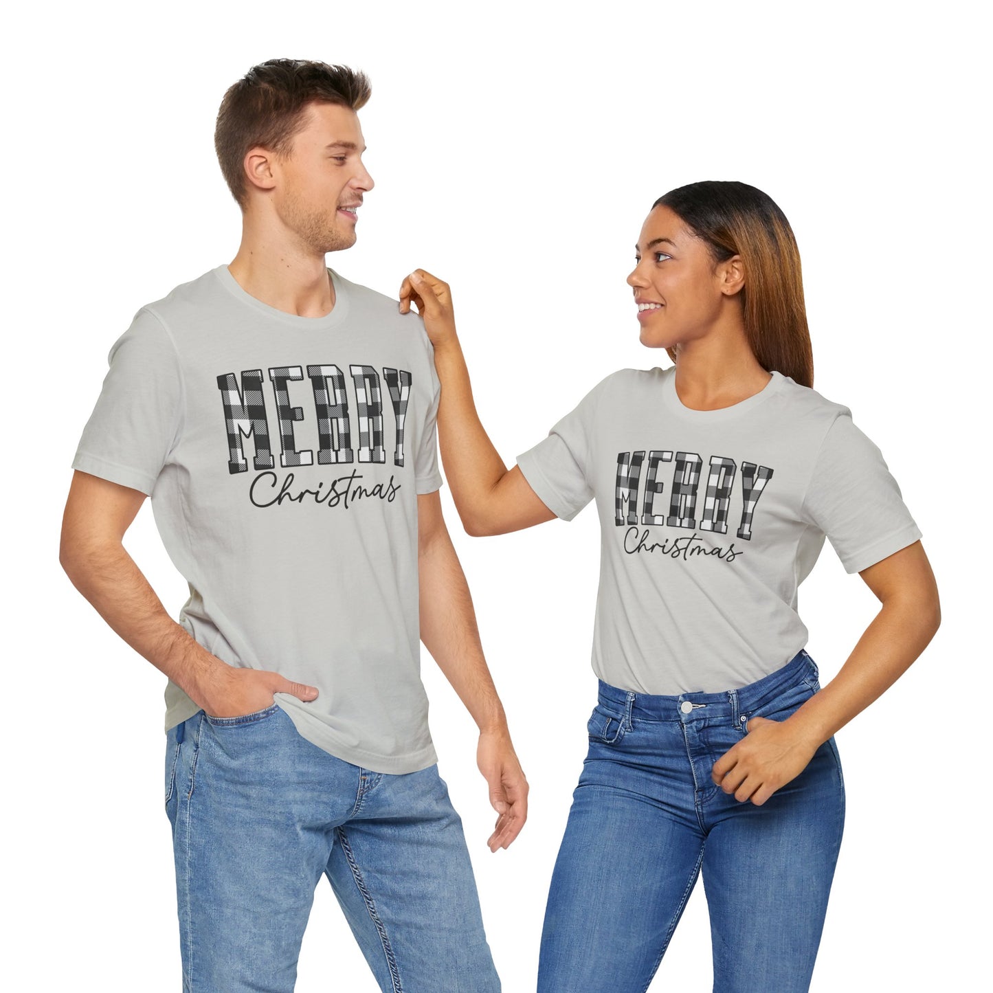 Buffalo plaid Merry Christmas Unisex Jersey Short Sleeve Tee - sizes S - 3X