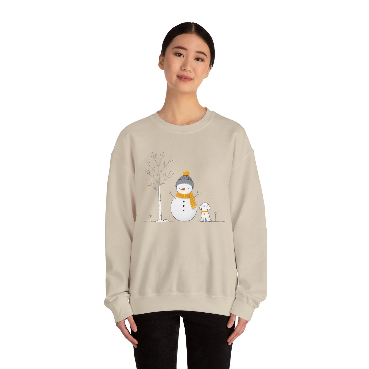 Snowman and Dog Winter Scene Unisex Heavy Blend™ Crewneck Sweatshirt - size S - 3X