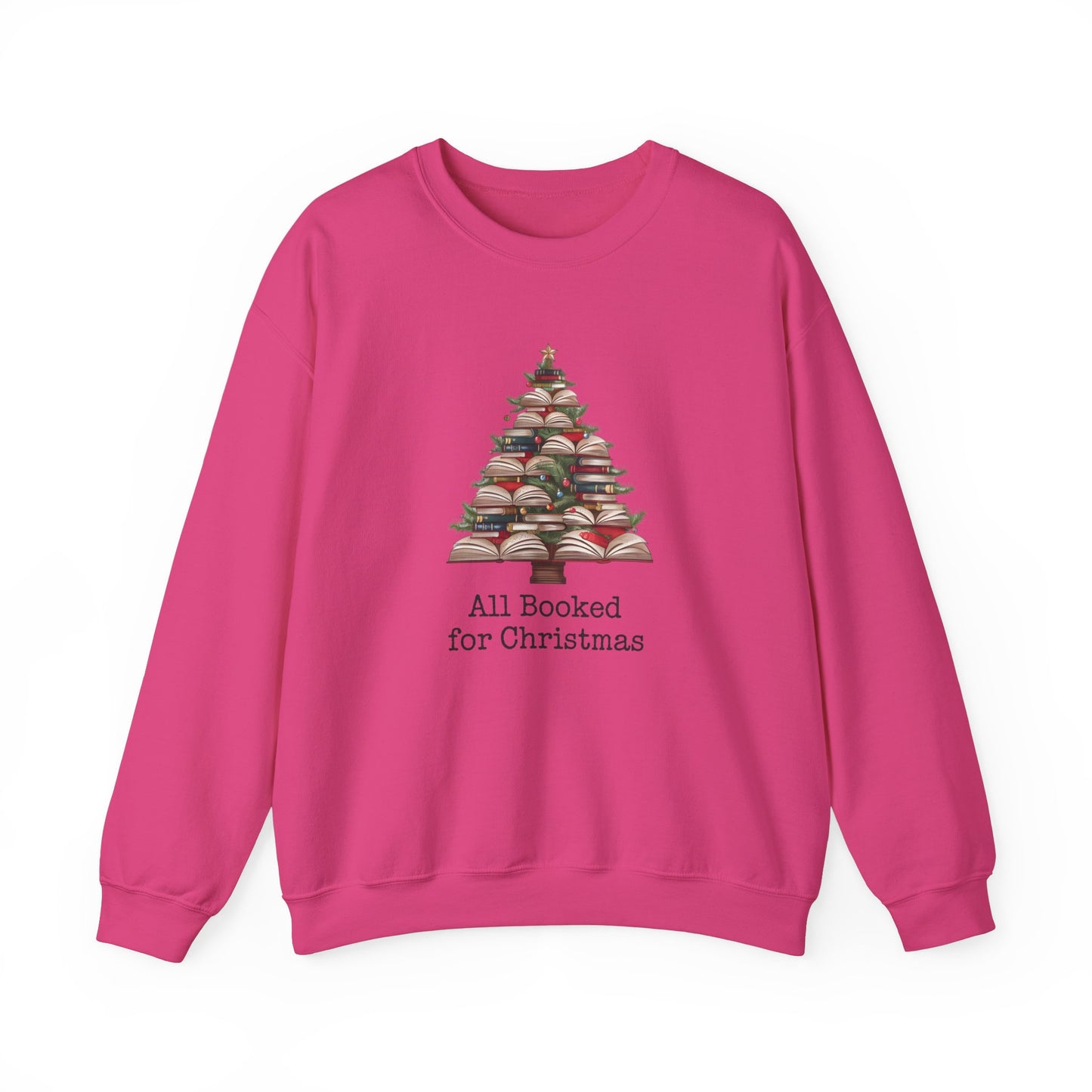 All Booked for Christmas, Book Christmas tree, Unisex Heavy Blend Crewneck Sweatshirt - sizes S - 3X