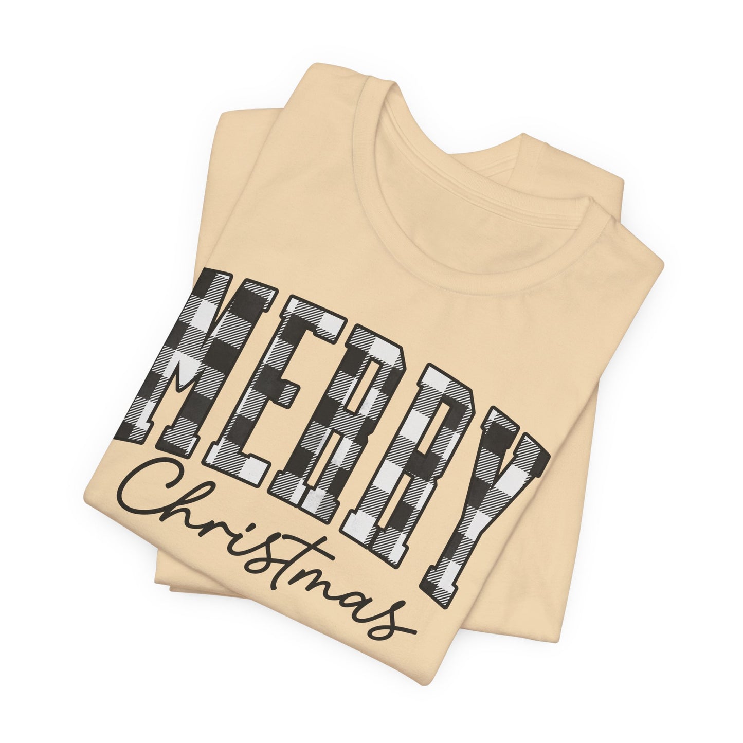 Buffalo plaid Merry Christmas Unisex Jersey Short Sleeve Tee - sizes S - 3X