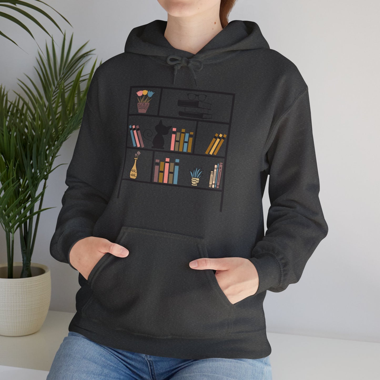 Unisex Heavy Blend™ Hooded Sweatshirt - bookshelf for cat - sizes S - 3X