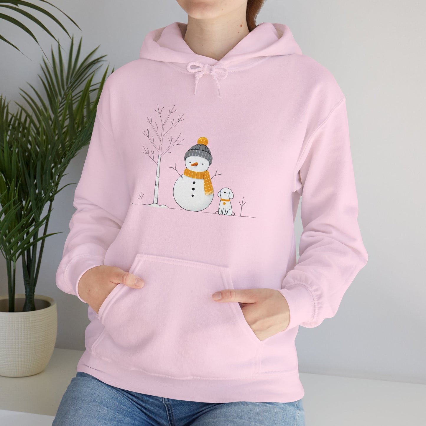 Snowman and dog winter scene Unisex Heavy Blend™ Hooded Sweatshirt - sizes S - 3X