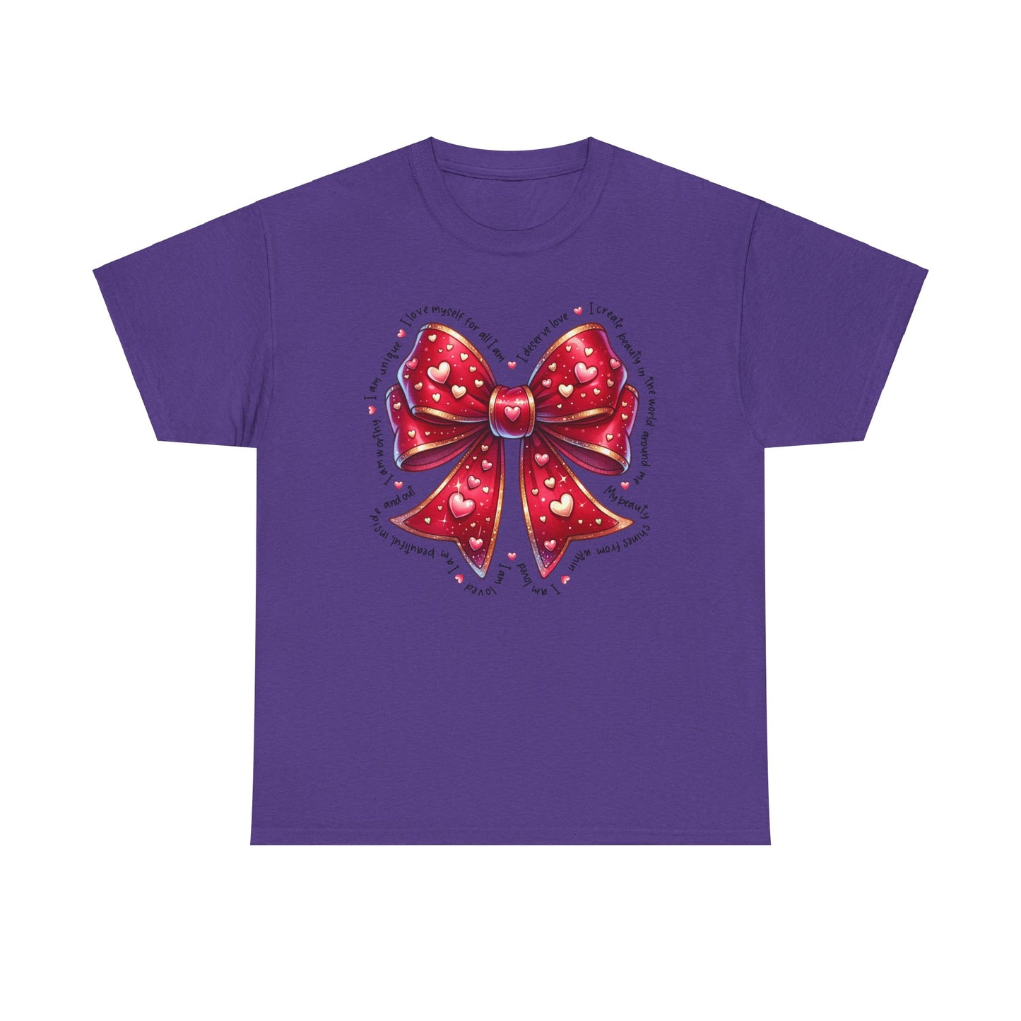 Bow Unisex Heavy Cotton Tee - Valentine's Day, Fun and Inspiring Girly Design