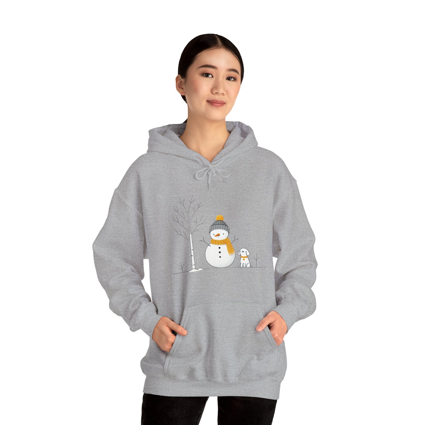 Snowman and dog winter scene Unisex Heavy Blend™ Hooded Sweatshirt - sizes S - 3X